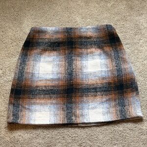 Windsor Plaid Mini Skirt in Brown, Black, and Cream